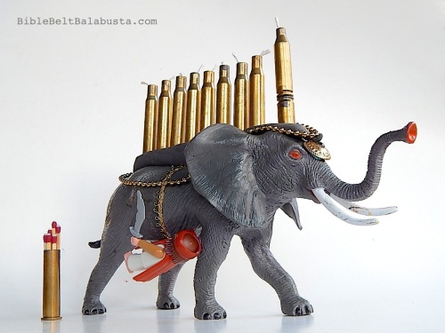 Elephant Menorah with Martyr and Matches